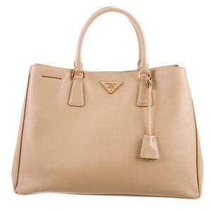 Prada Lux Medium Beige Saffiano Leather Tote